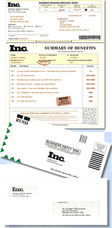 Acquisition mailing for Inc Magazine